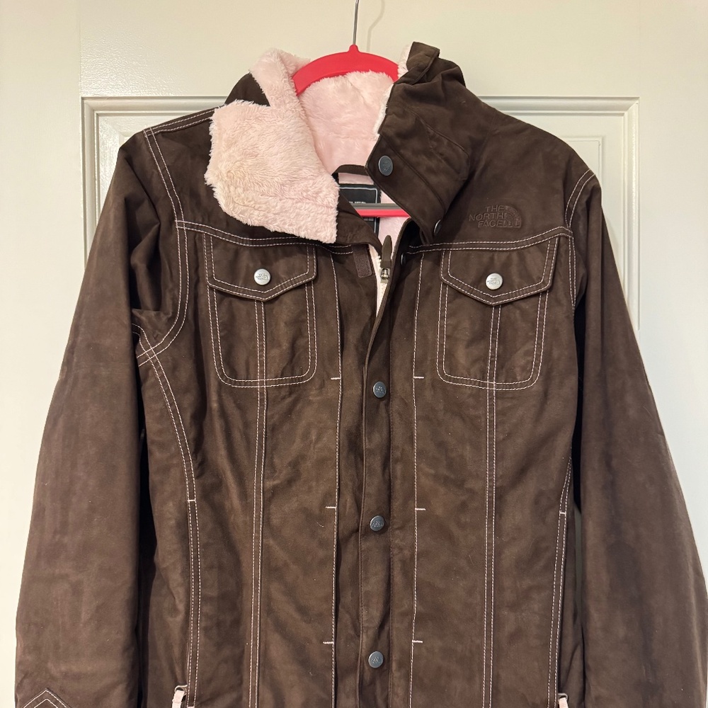 North Face women's brown suede parka size medium